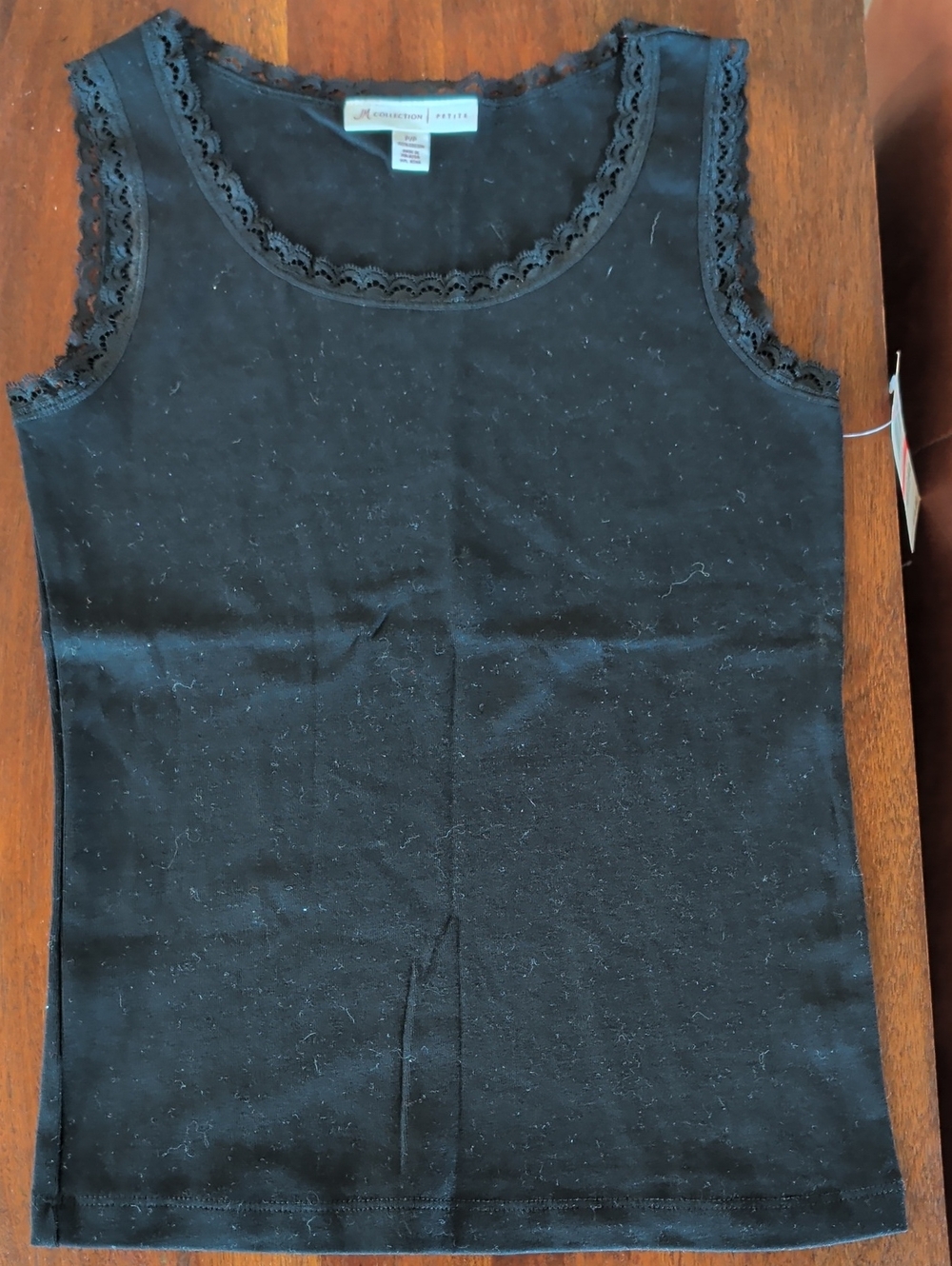 M. Collection Black Lace-Trim Tank Top